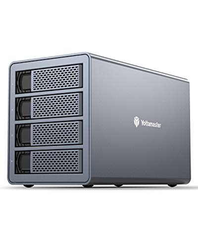 Yottamaster Aluminum 4 Bay RAID Festplattengehäuse, SATA 5Gbps Externe Festplatte Gehäuse for 2.5"/3.5" Zoll HDD & SSD, Raid Funktion 0/1/3/5/10/JBOD/SPAN/PM, EU Plug, [Festplatten Nicht enthalten] von Yottamaster