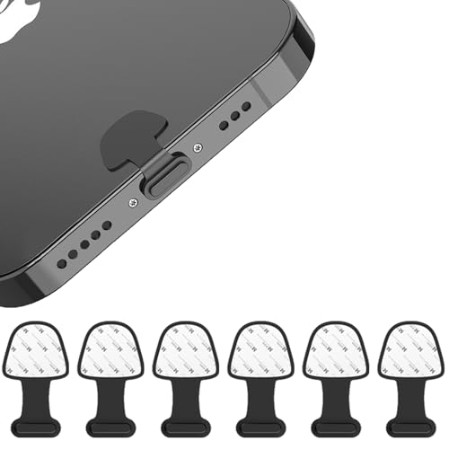 Youery 6 Stück Staubschutz für iPhone 14/13/12/11, Handy Staubstecker, Handy Ladebuchse Schutz, Staubschutz Lightning, Vermeiden Sie Verlust und Staub, fur iPhone Zubehör, Schwarz von Youery