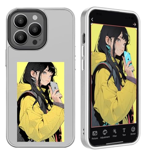 Youery Ink Screen Smartphone-Hülle, Kompatibel mit iPhone, von 3,5-Zoll-Bildern auf der Hülle, Custom Image Display AI Cell Phone Case, Anti-Drop TPU Rubber DIY Phone Case (Grau, iPhone14 Pro Max) von Youery