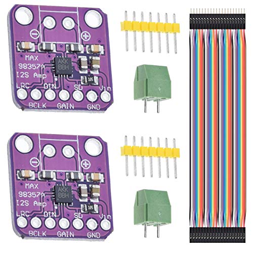 Youmile 2 Stück MAX98357 Audio Leistungsverstärkermodul I2S Klasse D Filterlose Audioverstärkerplatine für Raspberry Pi, mit Dupont Kabel von Youmile