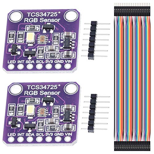Youmile 2 Stück TCS-34725 TCS34725 RGB Lichtfarbmodul Farberkennungssensor mit IR Filter und weißer LED für Arduino mit Dupont Kabel von Youmile