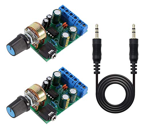 Youmile 2 Stück TDA2822M Audio verstärker modul DC 1.8-12V 2.0 Kanal Stereo AMP Board AUX Audio verstärker modul mit 3.5 mm Klinkenkabel von Youmile