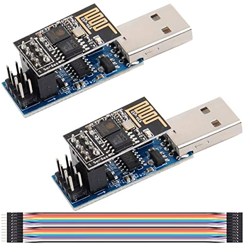 Youmile 2 Stück USB zu ESP8266 Adaptermodul CH340C Chip mit Reset-Taste + 2 Stück 4MB ESP-01S WiFi Serial Transceiver Modul mit DuPont Kabel von Youmile