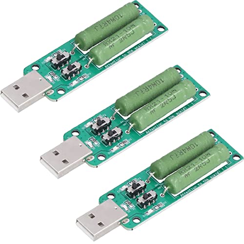 Youmile 3 Stück USB Lasttester Widerstandsmodul 5V1A/2A/3A Power Bank Entladewiderstand Schaltbarer Lastwiderstand Entlade-Alterungswiderstand von Youmile