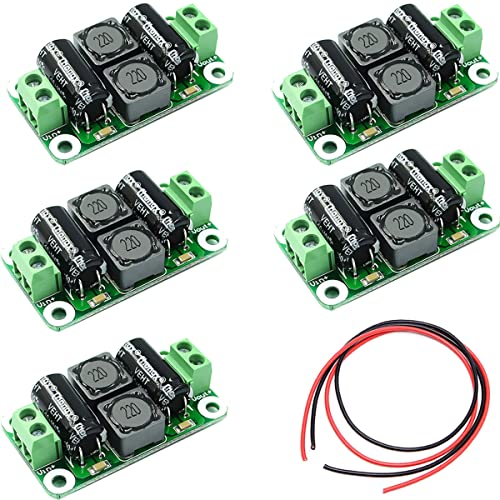 Youmile 5 Stück DC Netzteil Filterplatine Klasse D Verstärker 0-50V 4A Auto EMI Unterdrückungsmodul mit rotem und schwarzem Kabel von Youmile