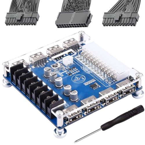 Youmile Stromversorgung ATX Adapter Board ATX-24P 20/24 PinsTake Power Breakout Board 3.3V/5V/12V 8-Port USB mit ATX Motherboard Splitter Kabel Schraubendreher von Youmile