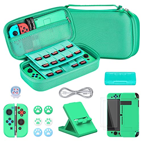 Younik Switch Zubehör Bundle, 16 in 1 Switch-Zubehör-Set enthält Switch Tragetasche, Schutzhülle für Konsole & J-Con, Bildschirmschutz, Verstellbarer Ständer, Switch Game Case und mehr von Younik