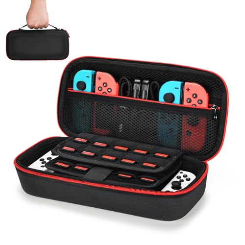 Younik Tasche für NS Switch / Switch OLED Upgrade Version Harte Reisetasche mit größerem Stauraum für 19 Spielkassetten und anderes NS Switch Zubehör von Younik