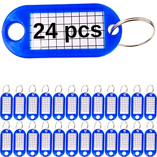 Schlüsselanhänger zum Beschriften, 24 Stk, in blau, mit Schlüsselring, 3 x 1,5 cm Etiketten-Fenster, Schlüsselschild mit Spaltring, Schlüsselbeschriftungen, Schlüsseletiketten, Schlüssel Organisation von Your Day Mate