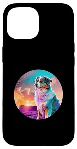 Australian Shepherd mit einer Vintage-80er-Ästhetik Hülle für iPhone 15 Australian Shepherd mit einer Vintage-80er-Ästhetik Hülle für iPhone 15 von Your Favorite Dog in Synthwave Aesthetic