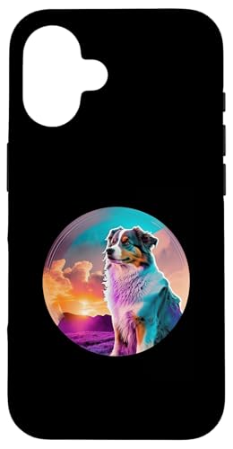 Australian Shepherd mit einer Vintage-80er-Ästhetik Hülle für iPhone 16 Australian Shepherd mit einer Vintage-80er-Ästhetik Hülle für iPhone 16 von Your Favorite Dog in Synthwave Aesthetic