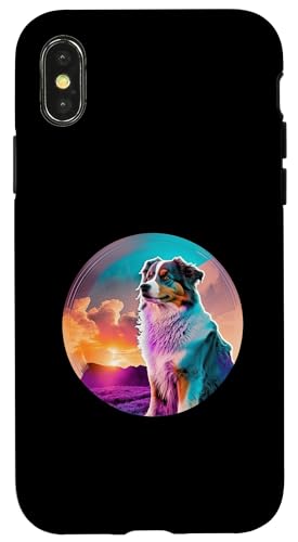 Australian Shepherd mit einer Vintage-80er-Ästhetik Hülle für iPhone X/XS Australian Shepherd mit einer Vintage-80er-Ästhetik Hülle für iPhone X/XS von Your Favorite Dog in Synthwave Aesthetic