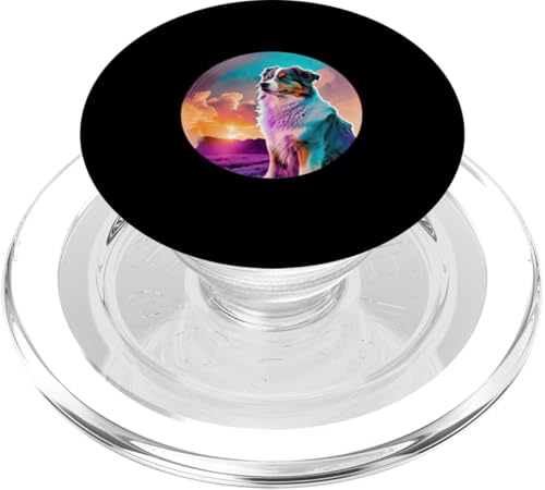 Australian Shepherd mit einer Vintage-80er-Ästhetik PopSockets PopGrip für MagSafe Australian Shepherd mit einer Vintage-80er-Ästhetik PopSockets PopGrip für MagSafe von Your Favorite Dog in Synthwave Aesthetic