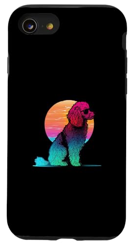 Pudel's Retro Synthwave Hülle für iPhone SE (2020) / 7 / 8 von Your Favorite Dog in Synthwave Aesthetic