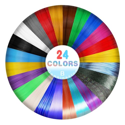 YOUSU 24 Farben 3D-Stift PLA-Filament-Nachfüllung 1,75 mm PLA-Filament-Packung, jede Farbe 3 Meter, insgesamt 72 Meter 3D-Stift/3D-Drucker PLA-Probepaket, kompatibel mit MYNT3D / SCRIB3D-Druckstift von Yousu