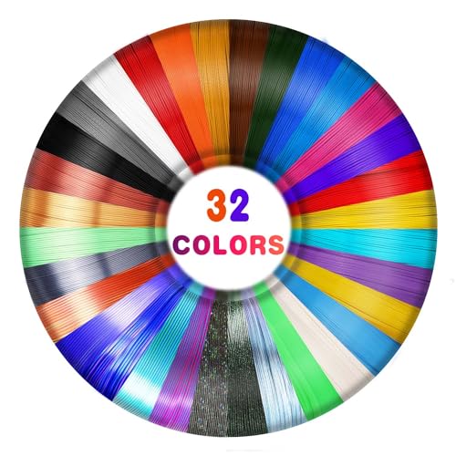 YOUSU 32 Farben 3D-Stift PLA-Filament-Nachfüllungen, jede Farbe 13 Fuß, insgesamt 419 Fuß 3D-Stift/3D-Drucker PLA-Probepaket, kompatibel mit MYNT3D/SCRIB3D-Druckstift von Yousu