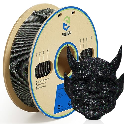 YOUSU 3D-Drucker-Filament, PLA-Filament, 1,75 mm, Laser-Paillette-Serie, Galaxy-Schwarz-Filament, 1 kg (2,2 lbs). von Yousu