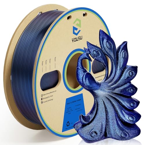 YOUSU 3D-Drucker-Filament, farbwechselbares PLA-Filament 1,75 mm, Farbverschiebung durch Licht, 3D-Druck-Filament 1 kg (2,2 lbs). Chamäleon-Filament mit Glitzer, blau + lila Farbe. von Yousu