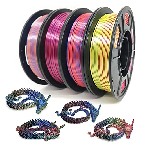 YOUSU Dreifarbiges PLA Filament 1.75mm, Seiden 3D Drucker Filament 4 x 250g Mehrfarbiges Spulenpaket(4Stücke) von Yousu