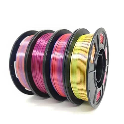 YOUSU Dreifarbiges PLA Filament 1.75mm, Seiden 3D Drucker Filament 4 x 250g Mehrfarbiges Spulenpaket,4x250g Pack von Yousu