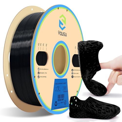 YOUSU TPU Filament 1.75 mm, Flexibel 95A TPU 3D Drucker Filament, Weich filament 1kg Spule (2.2 lbs), TPU Schwarz YOUSU TPU Filament 1.75 mm, Flexibel 95A TPU 3D Drucker Filament, Weich filament 1kg Spule (2.2 lbs), TPU Schwarz von Yousu