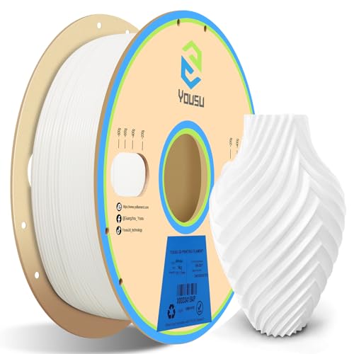 YOUSU Flexibles TPU-3D-Drucker-Filament, weißes TPU-Filament, 1,75 mm, 1 kg, Maßgenauigkeit +/- 0,03 mm, 95 A Shore-Härte und gute Schichtverbindungsleistung. von Yousu