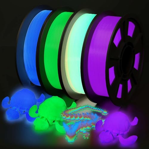YOUSU Glow in the Dark PLA Filament 1.75mm,leuchtet im Dunkeln,Maßgenauigkeit 99% Wahrscheinlichkeit +/- 0,03 mm,3D Printer Filament for 3D Printers 1 kg (2.2 lbs),4x250g blau grüner lila Regenbogen von Yousu