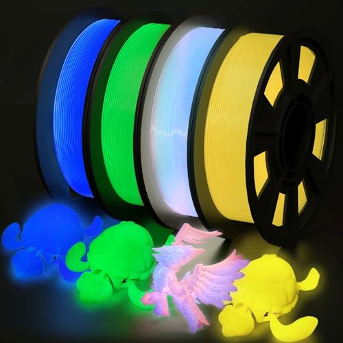 YOUSU Glow in the Dark PLA Filament 1.75mm,leuchtet im Dunkeln,3D Printer Filament 1 kg (2.2 lbs), PLA Blau grün gelber Regenbogen 4x250g set von Yousu