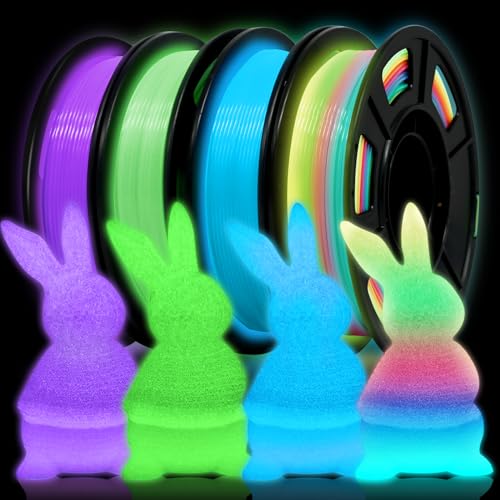 YOUSU Glow in the Dark PLA Filament 1.75mm, leuchtet im Dunkeln，Maßgenauigkeit 99% Wahrscheinlichkeit +/- 0,03 mm，3D Printer Filament for 3D Printers 1 kg (2.2 lbs),4x250g Packung von Yousu