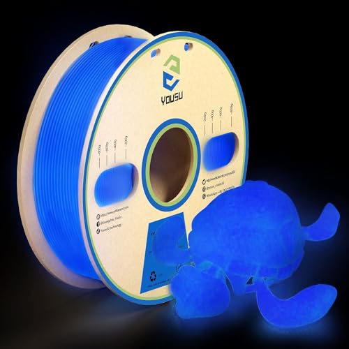 YOUSU Glow in the Dark PLA Filament 1.75mm, leuchtet im Dunkeln，Maßgenauigkeit 99% Wahrscheinlichkeit +/- 0,03 mm，3D Printer Filament for 3D Printers 1 kg (2.2 lbs),Blue von Yousu