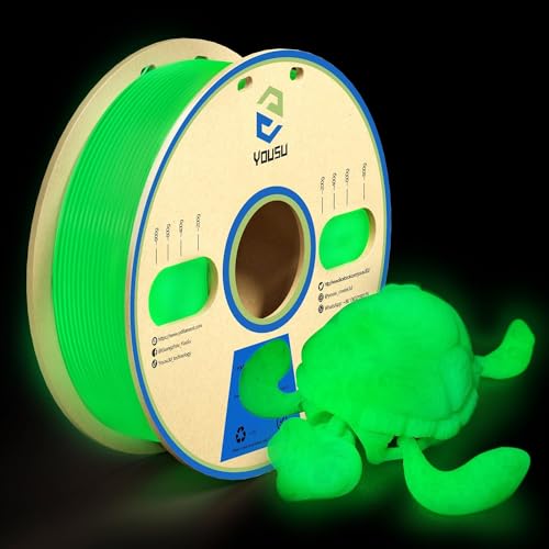 YOUSU Glow in the Dark PLA Filament 1.75mm,leuchtet im Dunkeln,Maßgenauigkeit 99% Wahrscheinlichkeit +/- 0,03 mm,3D Printer Filament for 3D Printers 1 kg (2.2 lbs),Green Color von Yousu
