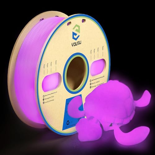 YOUSU Glow in the Dark PLA Filament 1.75mm, leuchtet im Dunkeln，Maßgenauigkeit 99% Wahrscheinlichkeit +/- 0,03 mm，3D Printer Filament for 3D Printers 1 kg (2.2 lbs),Purple von Yousu