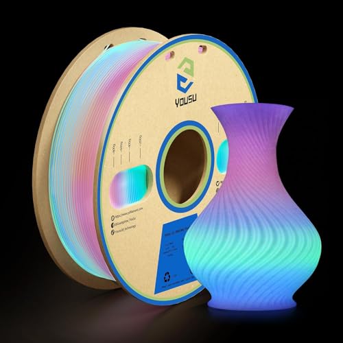 YOUSU Glow in the Dark PLA Filament 1.75mm, leuchtet im Dunkeln，Maßgenauigkeit 99% Wahrscheinlichkeit +/- 0,03 mm，3D Printer Filament for 3D Printers 1 kg (2.2 lbs),Regenbogen A von Yousu