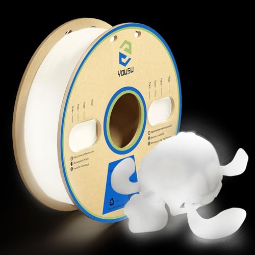 YOUSU Glow in the Dark PLA Filament 1.75mm, leuchtet im Dunkeln，Maßgenauigkeit 99% Wahrscheinlichkeit +/- 0,03 mm，3D Printer Filament for 3D Printers 1 kg (2.2 lbs),White Color von Yousu