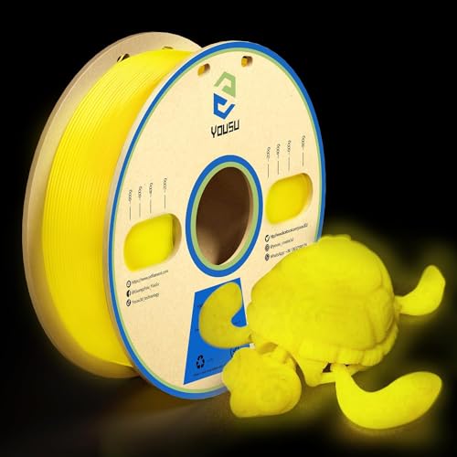 YOUSU Glow in the Dark PLA Filament 1.75mm, leuchtet im Dunkeln，Maßgenauigkeit 99% Wahrscheinlichkeit +/- 0,03 mm，3D Printer Filament for 3D Printers 1 kg (2.2 lbs),Yellow Color von Yousu