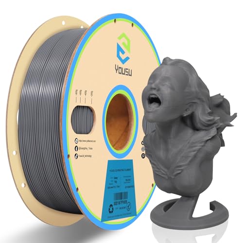 YOUSU Hochgeschwindigkeits 3D Drucker Filament, bis zu 600 mm/s Schnelles Drucken, 1,75 mm PLA-Filament, kompatibel mit Hochgeschwindigkeits 3D Druckern(Grau 1kg) von Yousu