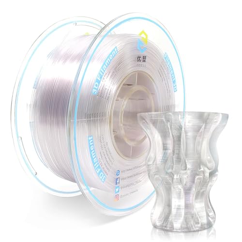 YOUSU PETG 3D Printer Filament 1.75mm, 1kg PLA Filament (2.2lbs) Better Physical Strength and Layer Bonding Performance, Fit Most FDM Printer (PETG Transparent) von Yousu