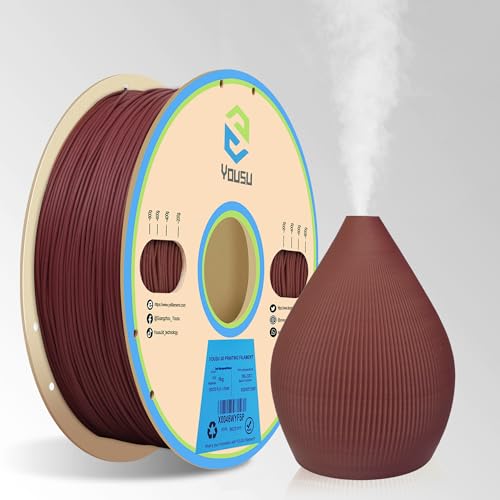 YOUSU PLA Filament 1.75mm, Holz Nussbaum 3D Drucker Filament mit 20% Holzpulver+80% PLA+, Zweifarbiges Braunes Holz Filament 1 kg (2,2 lbs) Spule von Yousu