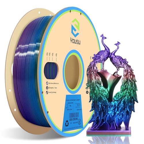 YOUSU pla silk rainbow filament, 3d drucker filament, filament mehrfarbig, Regenbogen pla filament 1.75, 3d filament pla seide, 3d printer filament pla 1 kg, silk pla rainbow, Lila, Rot, Grün, Blau von Yousu