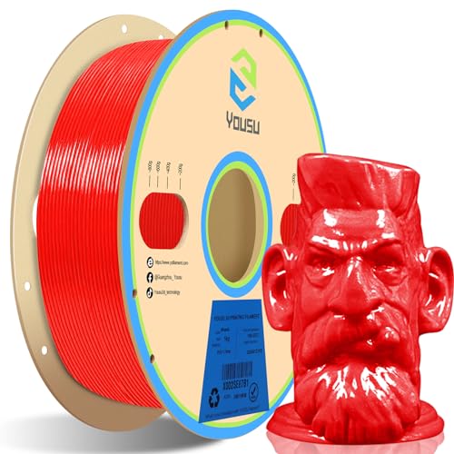 YOUSU Rotes PVB-Filament 1,75 mm für 3D-Drucker und 3D-Stift 1 kg (2,2 lbs), Drucken so einfach wie PLA-Filament, kann mit Alkohol poliert werden, um eine glatte Oberfläche zu erhalten. von Yousu