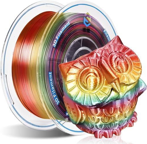 YOUSU Seiden Rainbow PLA Filament,Glänzendes Mehrfarbiges 3D Drucker Filament 1,75mm 1kg, Starke Bindung und Überhangleistung Kompatibel mit den Meisten 3D Druckern von Yousu