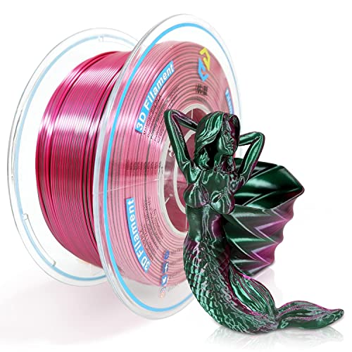 YOUSU Zweifarbig PLA Filament,3D Drucker Filament 1,75mm(﹢/-0,03mm), Seiden Violett/Grün Zweifarbig Filament, Passend für die Meisten FDM Drucker, 1 kg/2,2 lbs von Yousu