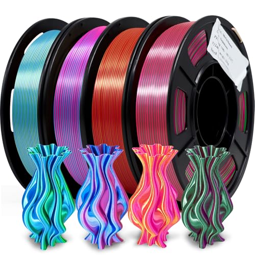 YOUSU Zweifarbiges PLA Filament 1.75mm, 3D Drucker Filament 4 x 250g Spulenpackung Passend für die Meisten FDM Drucker von Yousu
