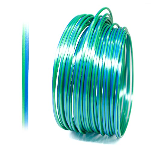 YOUSU Zweifarbiges Seiden PLA Filament 1.75mm, Dual Color PLA 3D Drucker Filament 2 * 10M Sample, Maßgenauigkeit +/- 0,03 mm(Seide Blau/Grün) von Yousu