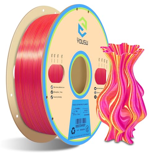 YOUSU pla silk pla filament 1.75 3d drucker, mehrfarbig zweifarbig Two-Tone color, 3d pla metallic seide, 3d printer pla 1 kg (2,2 lbs), silk rot gold von Yousu