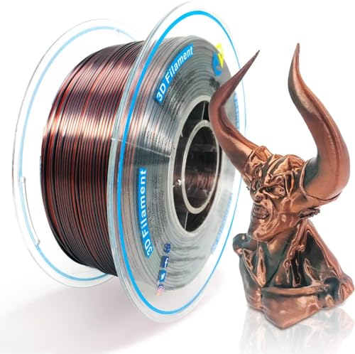 YOUSU Zweifarbiges Seiden PLA Filament 1.75mm,3D Drucker Filament 1kg (2.2LBS), Maßgenauigkeit +/- 0,03 mm (Seiden Silber/Kupfer) von Yousu
