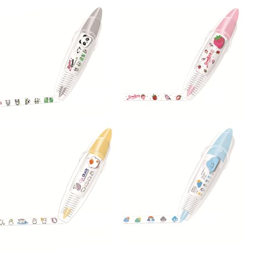 Yqhugbc 4 Stück Korrekturroller, Correction Tape Korrekturroller, Einziehbare Korrekturbänder, Korrekturband mit Muster, Mini Niedlich Korrekturband, für Kinder, Scrapbooking, DIY-Dekoration von Yqhugbc