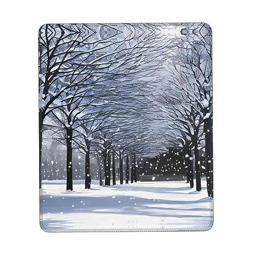 Yqslyqs Quadratisches Mauspad mit Motiv "Snow Falling in The Park", Gummi-Mauspad mit für Gaming, Büro, Mauspad von Yqslyqs
