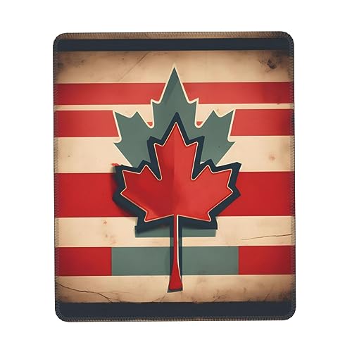 Yqslyqs Quadratisches Mauspad mit Retro-Kanada-Flaggenmuster, Gummi-Mauspad mit Gaming-Büro-Mauspad von Yqslyqs