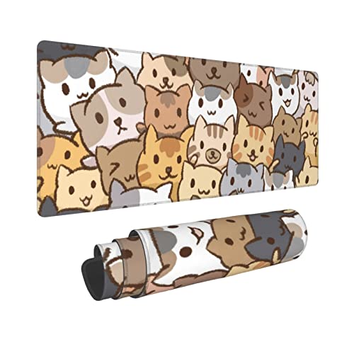 Kawaii Katze Gaming Mauspad Extended Große Schreibtischmatte Niedlich Mousepad XXL Große Wasserdichte Tastatur Pads Rutschfeste Gummiunterseite mit genähten Kanten für Arbeit Computer Spiel Büro Home Kawaii Katze Gaming Mauspad Extended Große Schreibtischmatte Niedlich Mousepad XXL Große Wasserdichte Tastatur Pads Rutschfeste Gummiunterseite mit genähten Kanten für Arbeit Computer Spiel Büro Home von Yrebyou